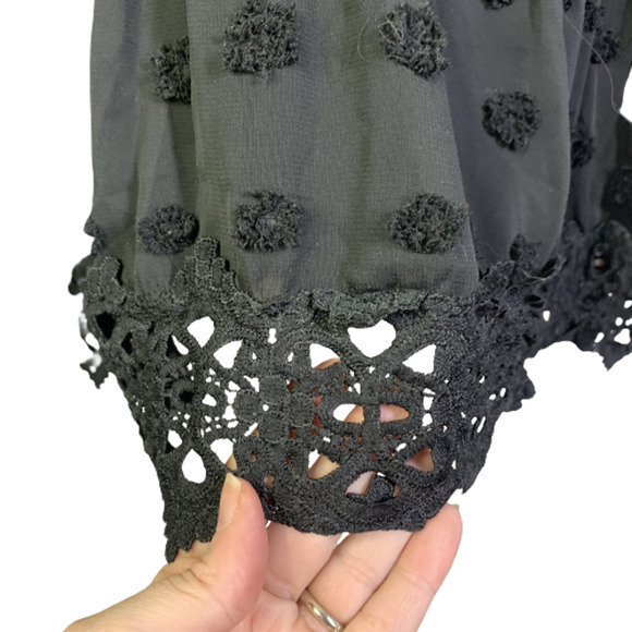 LULUS Black Puff Polka-Dot Lace A-Line Dress - Picture 7 of 10